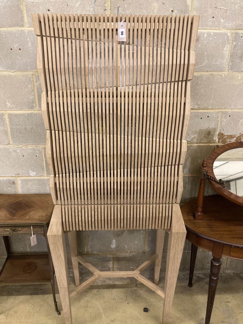 A Christopher Coane design British oak spirits cabinet, supplied with British spirits glassware and stainless steel accessories, width